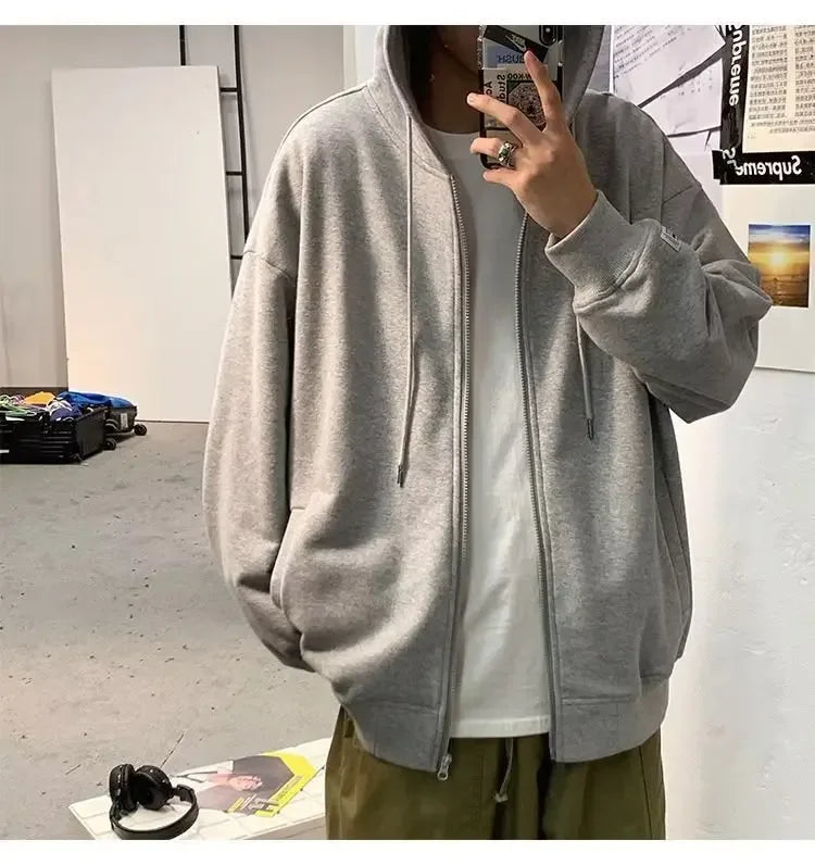 Signature Tunica Men's American Style Cardigan Jacket Trendy Loose-Fit Green Sweatshirt grey Jacket 1