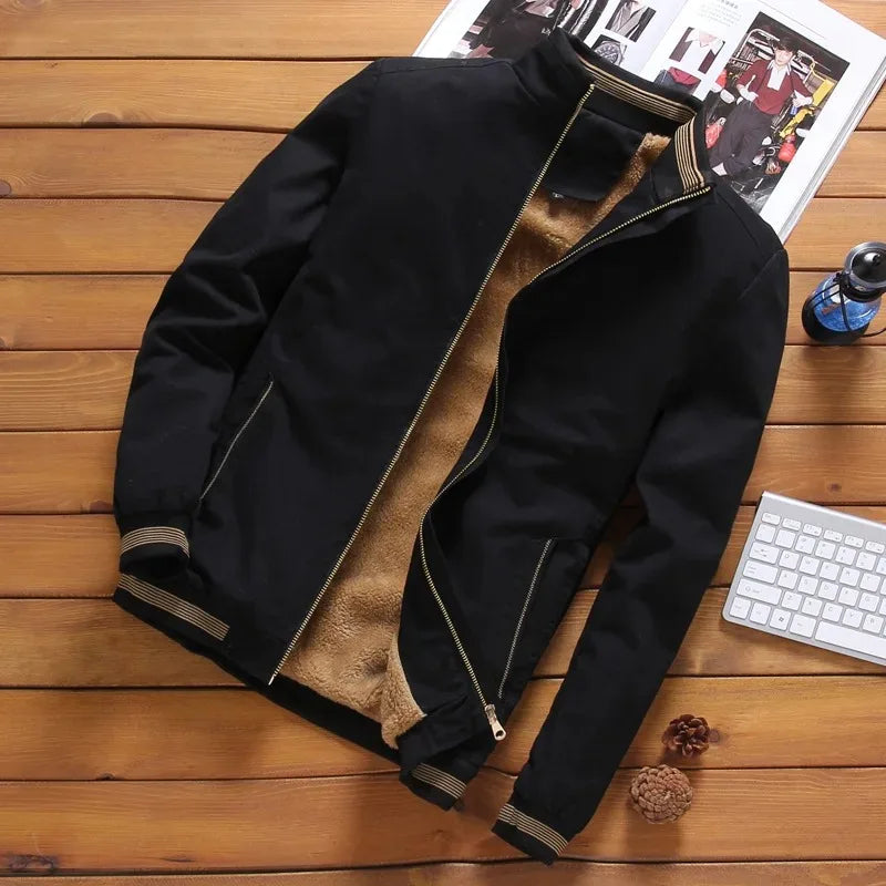 Signature Tunica Men's Fleece Thickened Aviator Jacket Black Mens