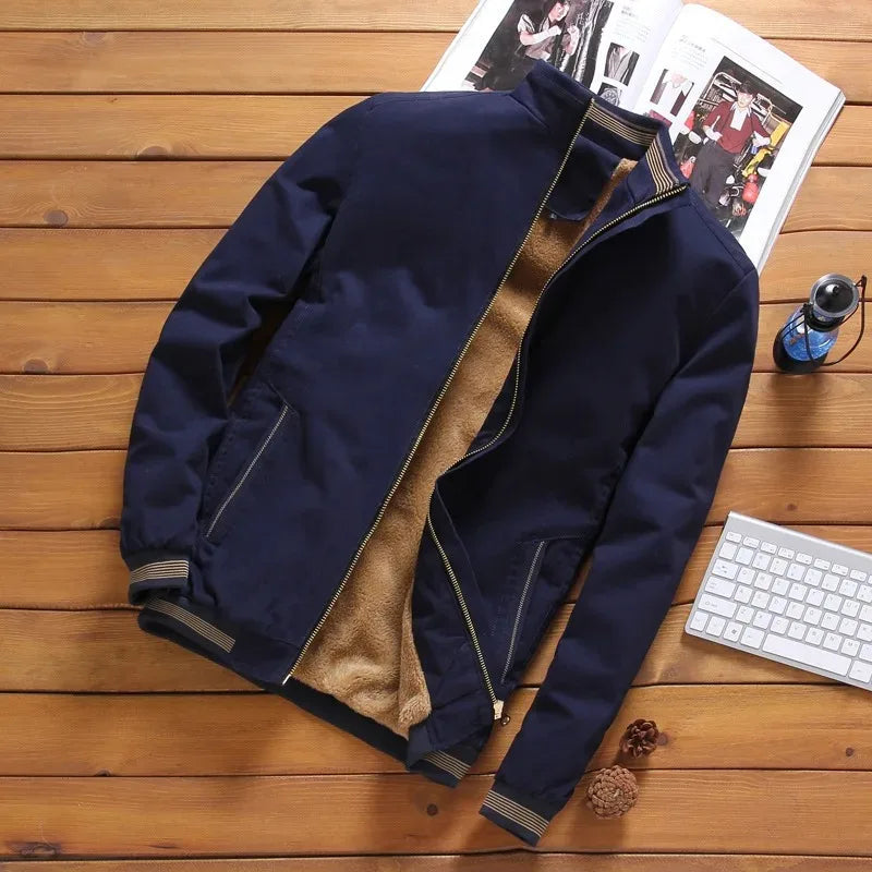 Signature Tunica Men's Fleece Thickened Aviator Jacket Blue Mens