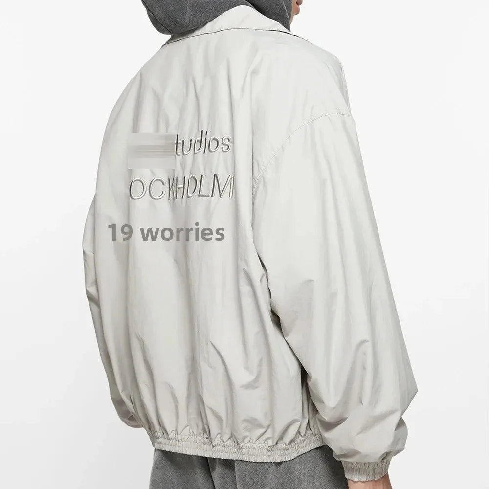 Signature Tunica Men's Loose Fit Streetwear Embroidery Stand Collar Coat Jacket 1
