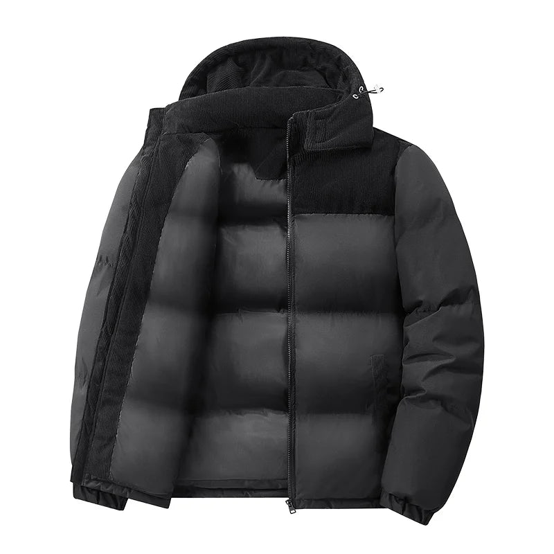 Signature Tunica Men's Oversize Puffer Thickened Warm Loose-Fit Winter Black Coat 1