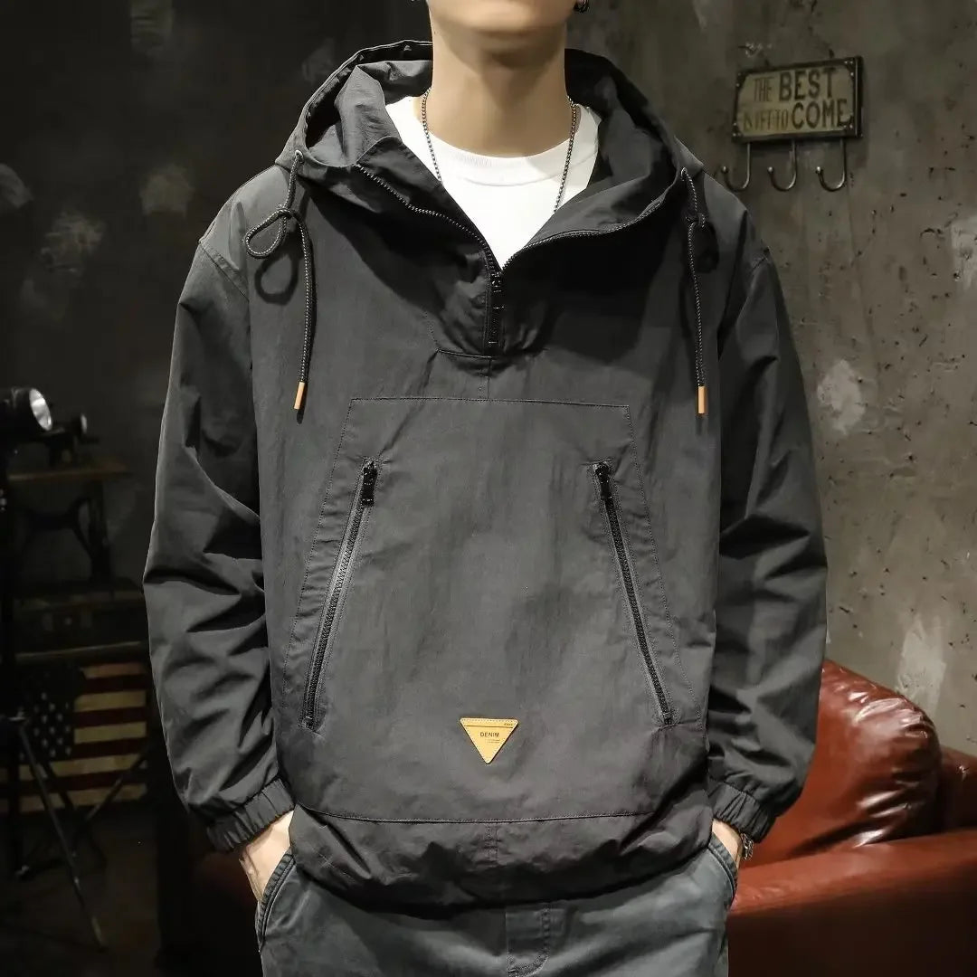 Signature Tunica Men's Style Half-Zip Hooded Outdoor Workwear Black Jacket