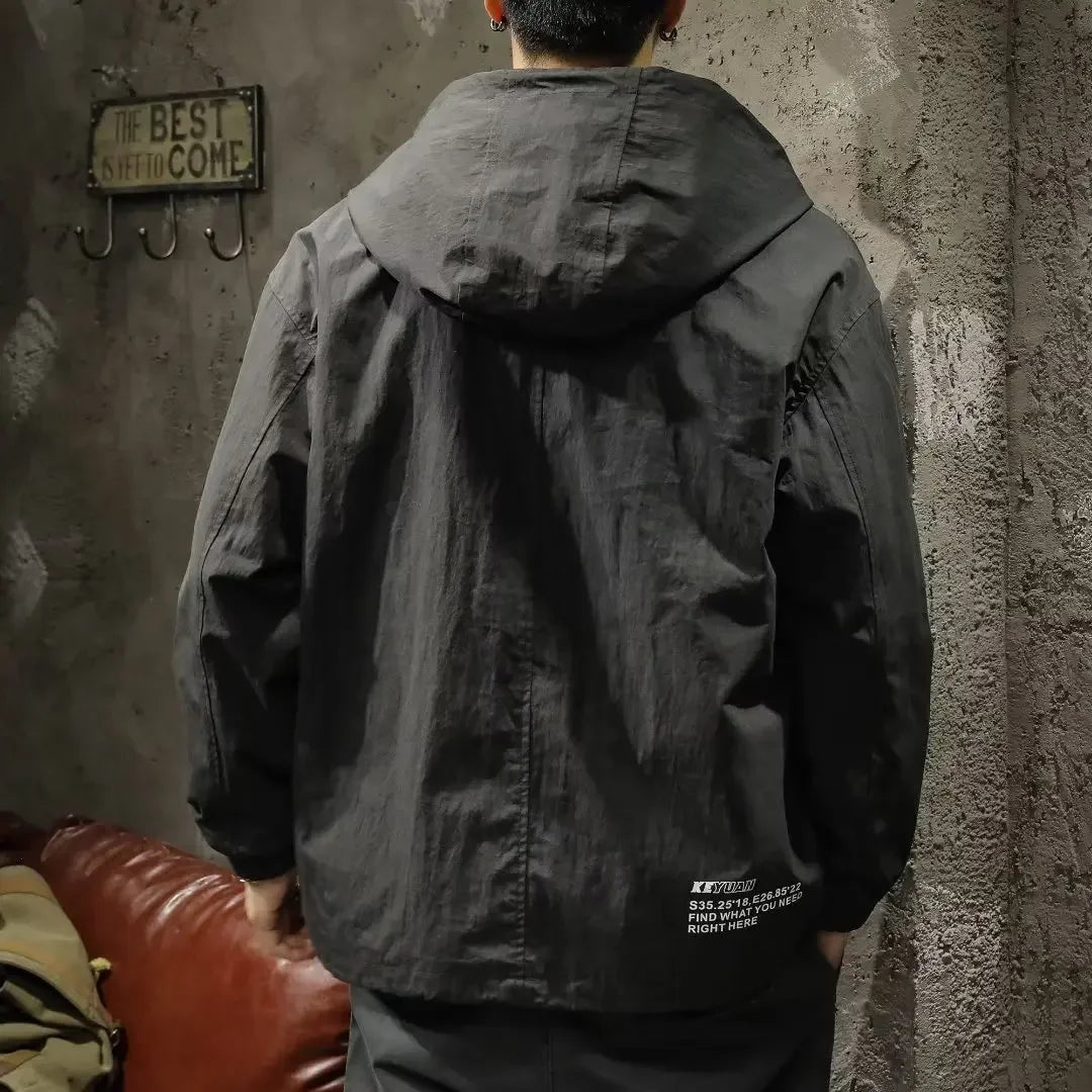 Signature Tunica Men's Style Half-Zip Hooded Outdoor Workwear Black Jacket z