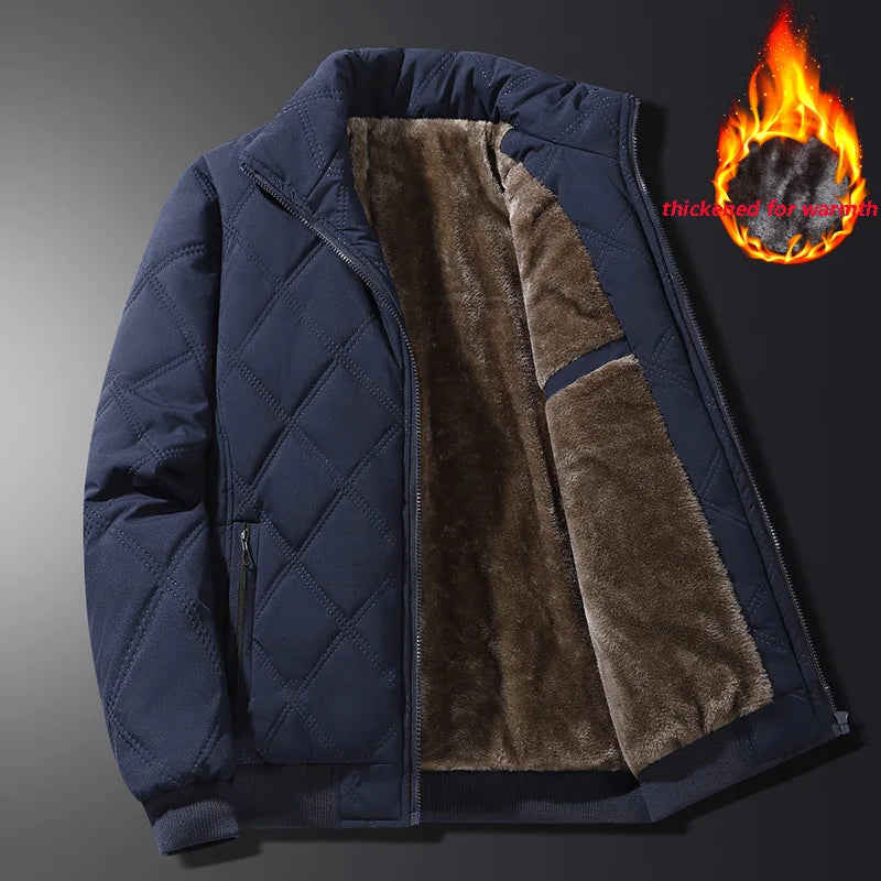 Signature Tunica Men's Thick Warm Parker Checkered Cotton Blue Jacket
