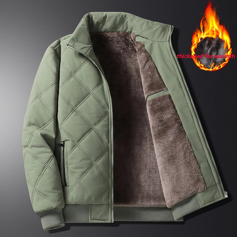 Signature Tunica Men's Thick Warm Parker Checkered Cotton Green Jacket