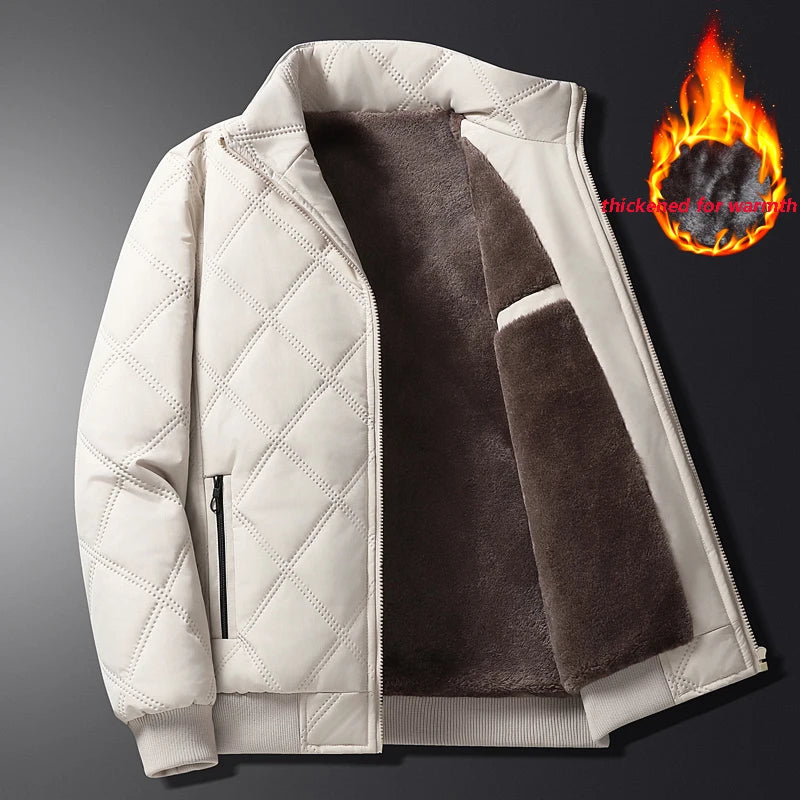 Signature Tunica Men's Thick Warm Parker Checkered Cotton White Jacket