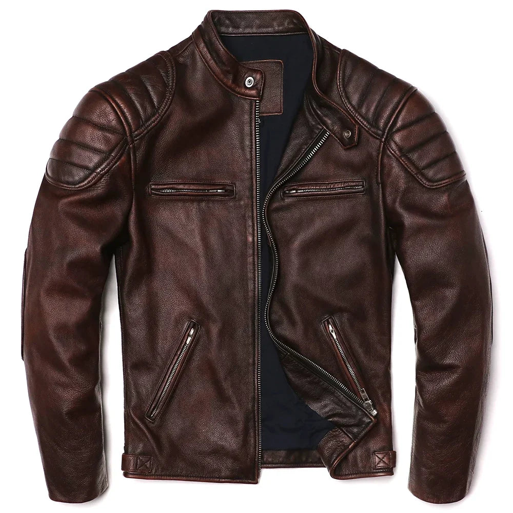 Signature Tunica Men's Vintage Brown Genuine Leather Biker new Jacketz 1