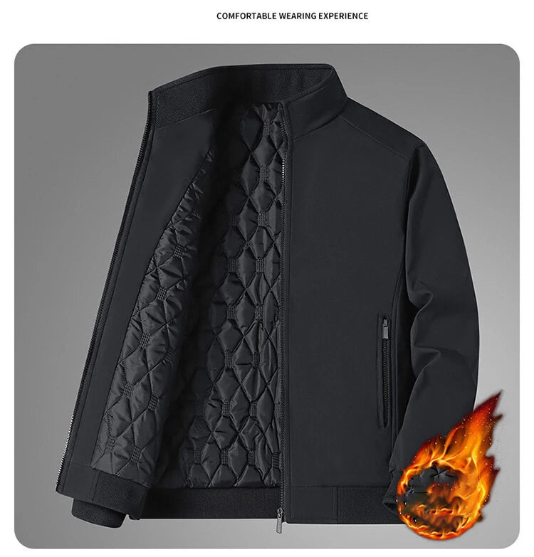 SingatureTunica Thick Stand Collar Solid Winter Jacket Men Waterproof Warm Business Casual Men Coats 1