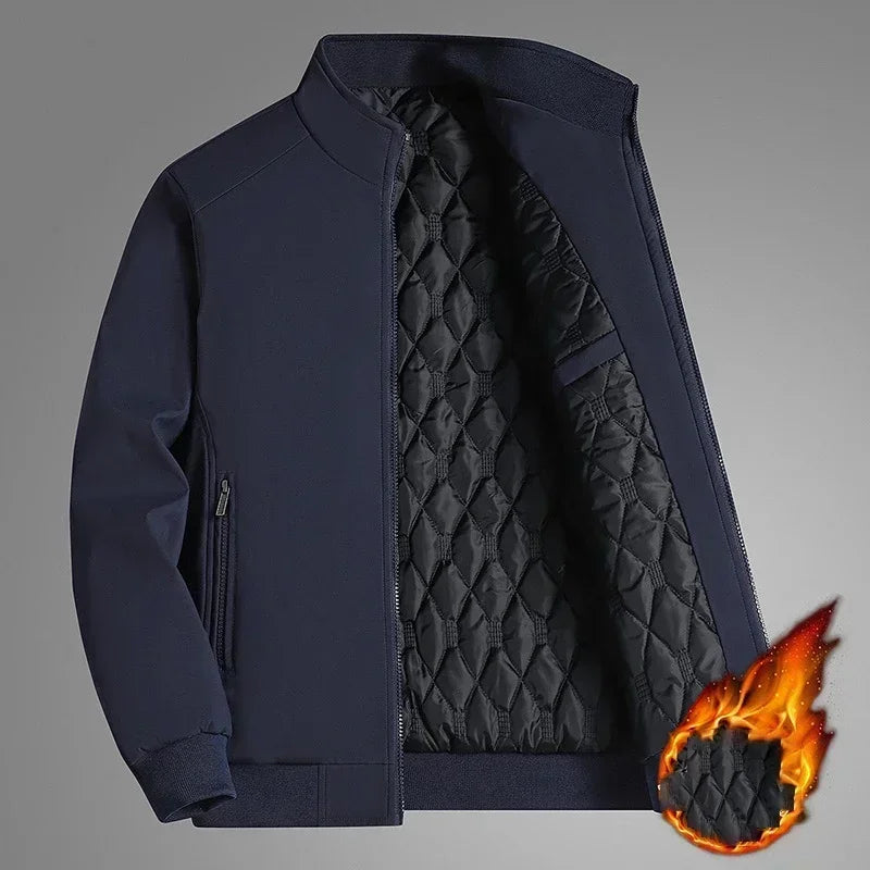 SingatureTunica Thick Stand Collar Solid Winter Jacket Men Waterproof Warm Business Casual Men Coats 3