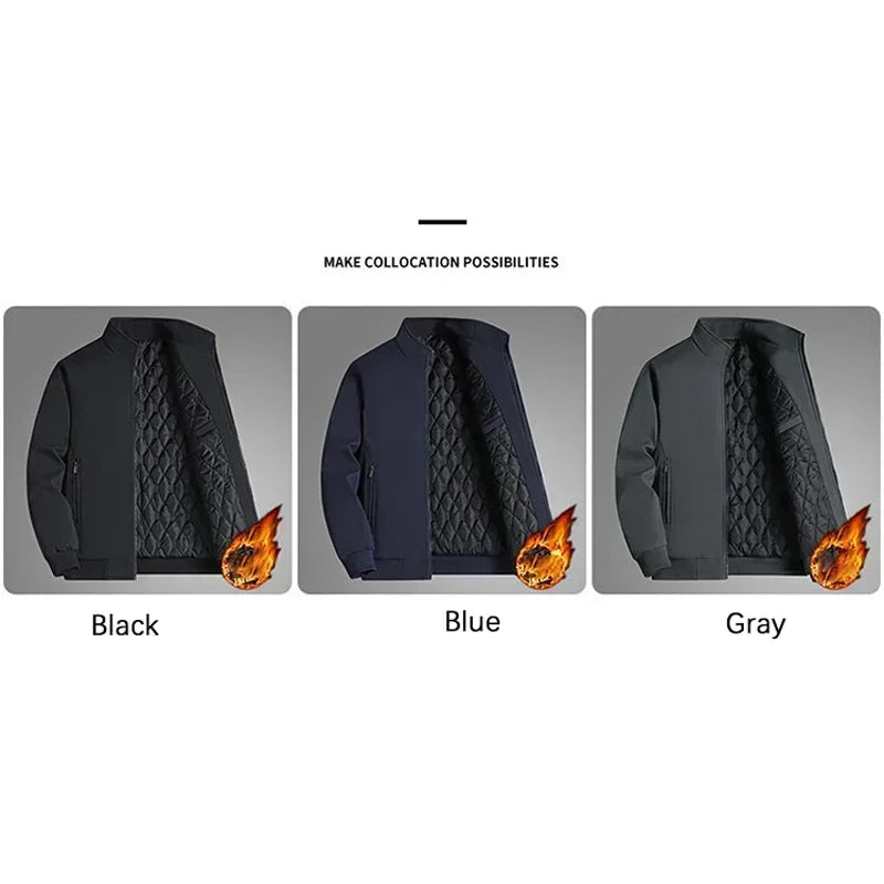 SingatureTunica Thick Stand Collar Solid Winter Jacket Men Waterproof Warm Business Casual Men Coats 4