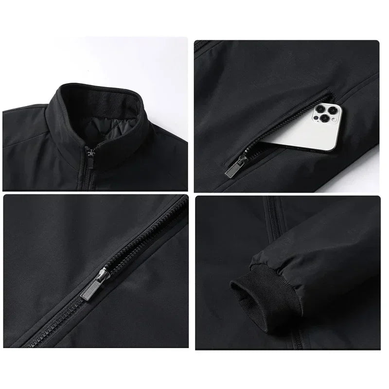 SingatureTunica Thick Stand Collar Solid Winter Jacket Men Waterproof Warm Business Casual Men Coats 5