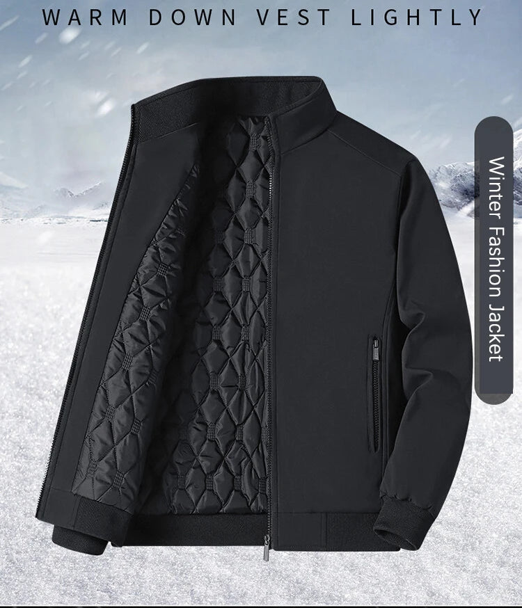 SingatureTunica Thick Stand Collar Solid Winter Jacket Men Waterproof Warm Business Casual Men Coats 6