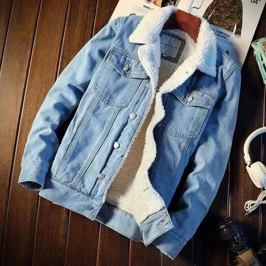 Signature Tunica Men's Fleece-Lined Denim Loose Fit Winter Coat Blue  Jacket