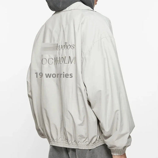 Signature Tunica Men's Loose Fit Streetwear Embroidery Stand Collar Coat Jacket 1