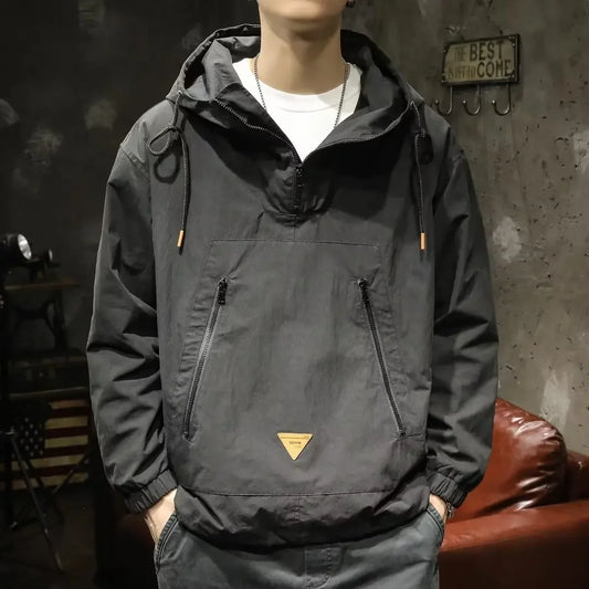 Signature Tunica Men's Style Half-Zip Hooded Outdoor Workwear Black Jacket