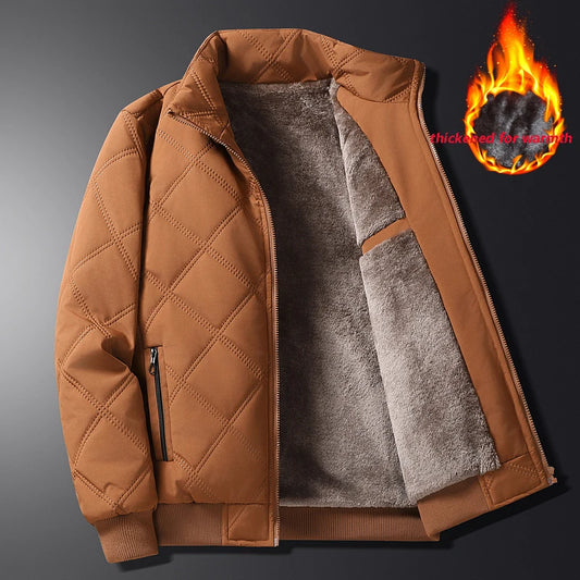Signature Tunica Men's Thick Warm Parker Checkered Cotton Orange Jacket
