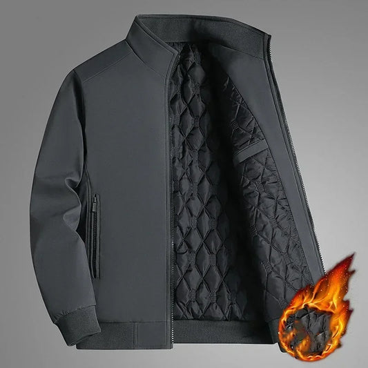 SingatureTunica Thick Stand Collar Solid Winter Jacket Men Waterproof Warm Business Casual Men Coats